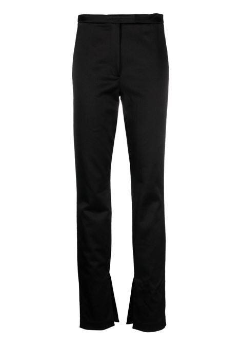 Black stretch-satin tailored trousers - women